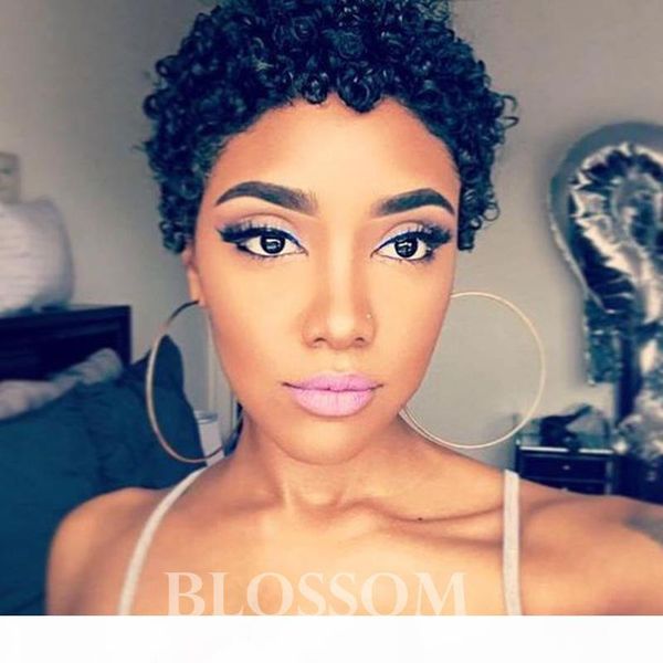 

wigs celebrity pixie cut short human hair wigs for black women short bob full lace front wigs for black women, Black;brown