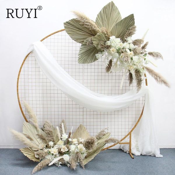 

customize diy wedding natural plants pampas grass runner t stage backdrop arch artificial arrangement window flower wall display1