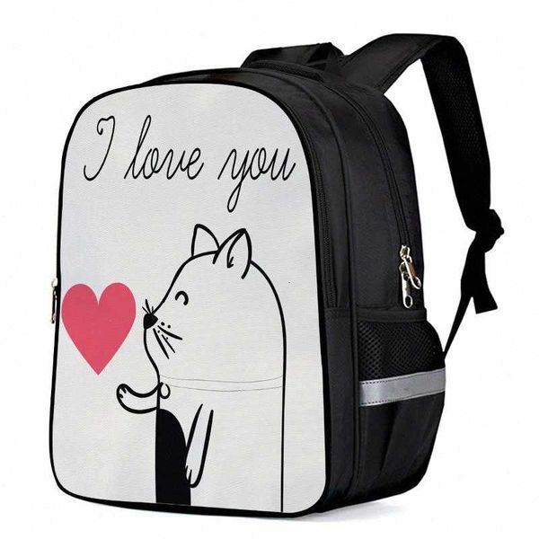 

valentine kitten i love you lapbackpacks school bag child book bag sports bags bottle side pockets wjlc#