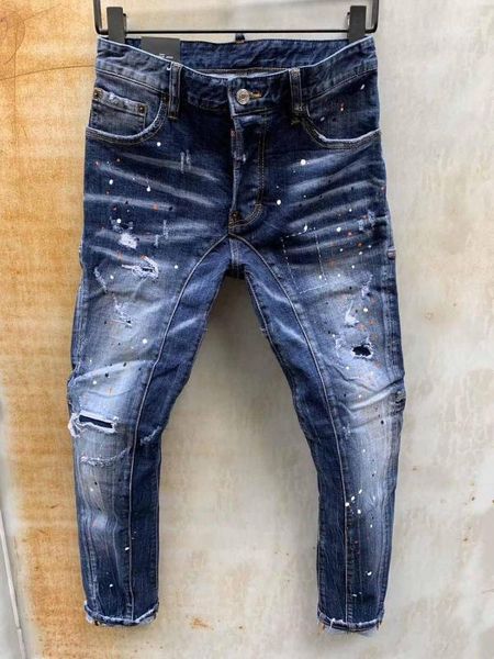 

dsenqi new men jeans ripped for jeans pants biker outwear man pants t1161, Blue
