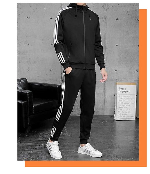 

mens casual tracksuits for autumn and winter fashion new men jacket + joggers suits men tracksuit plus velvet suits l-5xl, Gray
