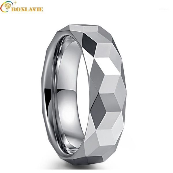 

band rings 6mm silver color polishing 3d geometry triangle tungsten steel ring for men cool punk anniversary engagement men's gift jewe