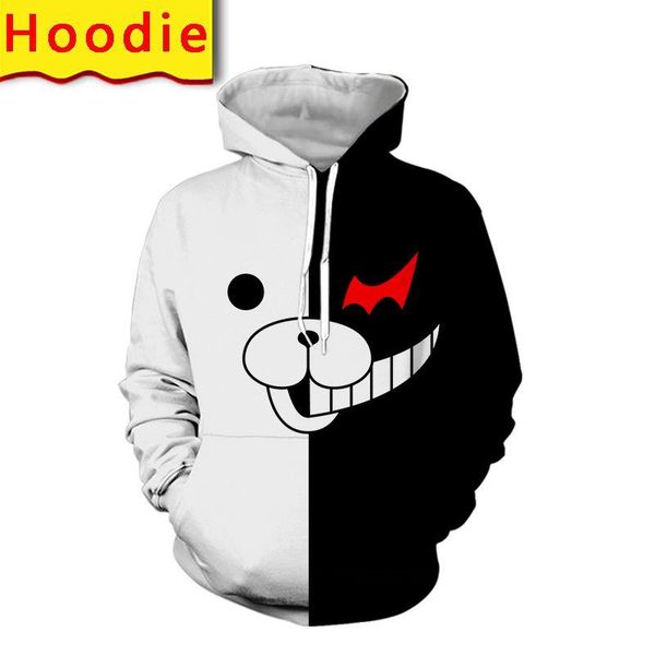 

men's hoodies & sweatshirts monokuma bear hoodie sweatshirt 3d print men harajuku pullover cartoon jacket streetwear tee shirt pants an, Black