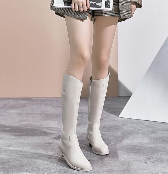 

white knight boots high tube flat boots 2020 new female handsome female1, Black