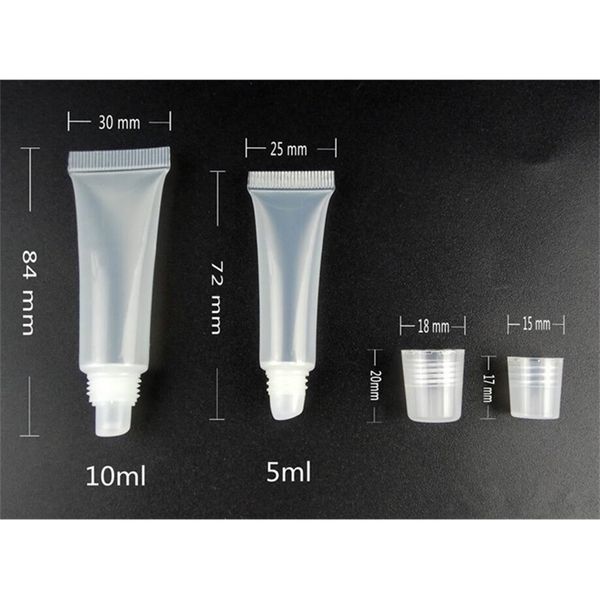 

empty 10ml clear plastic soft refillable 5ml tubes balm lip lipstick gloss bottle cosmetic containers makeup box dhl ship