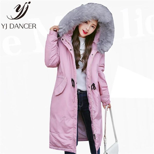 

women's down & parkas winter 2021 fashion europe america female warm coat loose hooded fur collar clothes thicken long section women&#0, Black