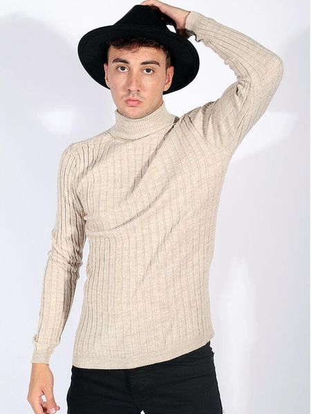

turtleneck beige male knitwear sweater, White;black