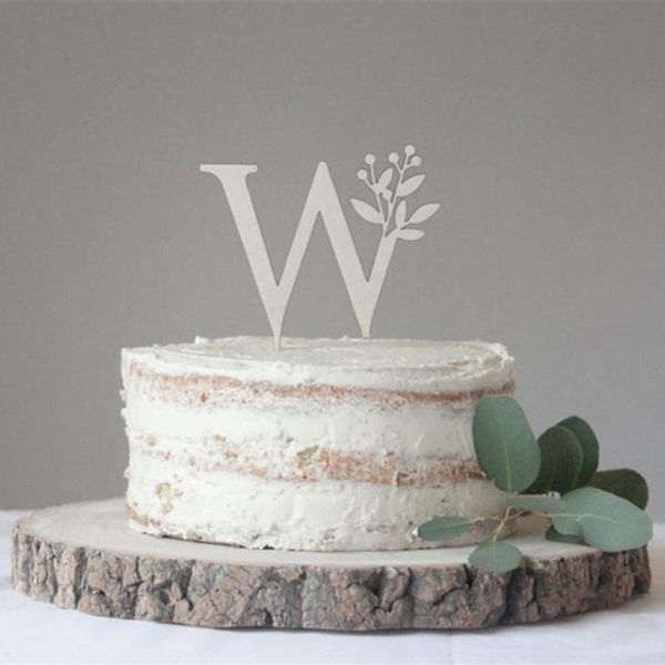 

custom wedding cake er with floral initial, personalized wedding cake er, rustic bridal shower decor