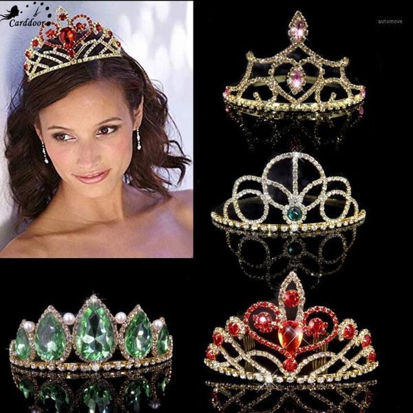 

carddoor crystal bridal tiaras and crowns rhinestone gold princess tiara wedding hair accessories birthday prom hair ornaments1, Golden;silver