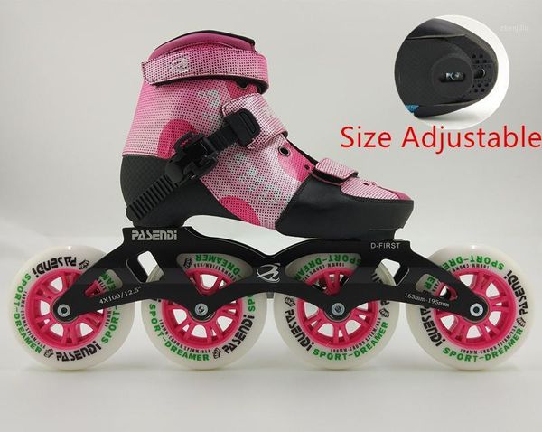 Pattini a rotelle in linea Bambini a velocità regolabile per bambini a 4 dimensioni Regolano le scarpe a lavaggio singolo con quattro ruote1