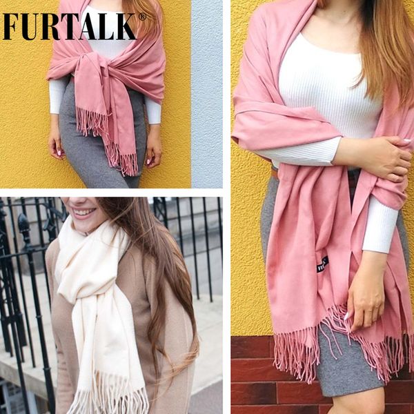 

furtalk cashmere women winter scarf shawl pashmina shawl wraps soft warm blanket scarves for women ad012 201006, Blue;gray
