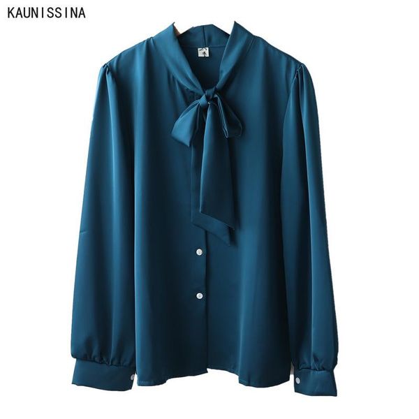 

women blouse shirt autumn spring bow tie long sleeve casual shirts elegant office lady button blusas de mujer, White