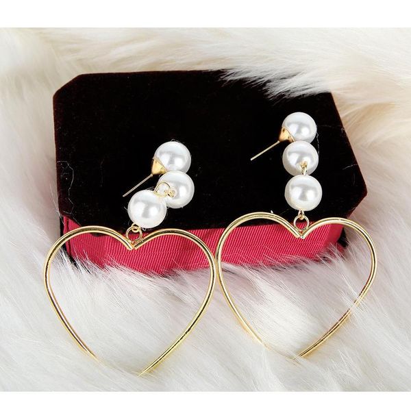 

show models love temperament stud earrings long personality pearl pendant tassel earrings shipping mtkek kz6em, Silver