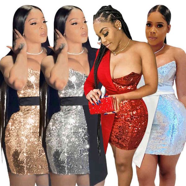 

casual dresses one shoulder sequins slit prom evening corset allure women glitter party mini dress dsuv, Black;gray