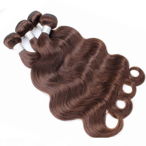 

#4 chocolate brown human hair bundles brazilian virgin body wave hair weaves 3 4 bundles 12-24 inch 100% remy human hair extensions, Black