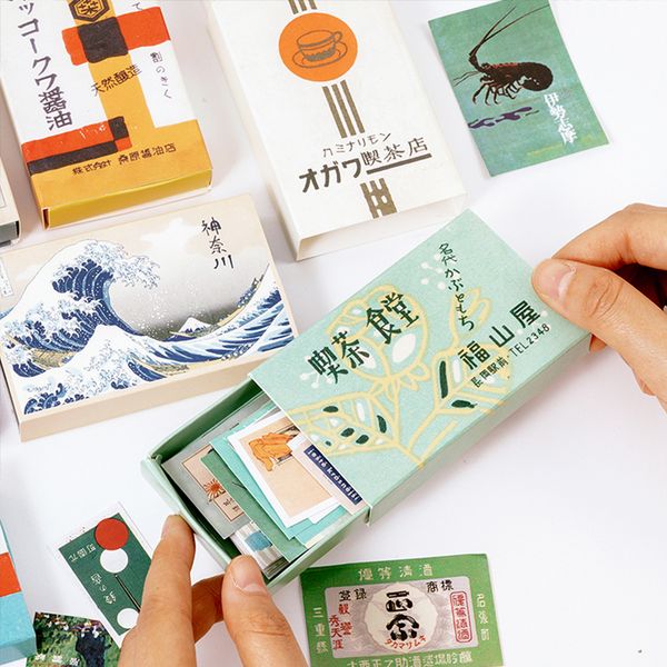 

matchbox diary stickers retro scrapbooking kawaii stationary japanese style album office accessories art supplies 60pcs/box