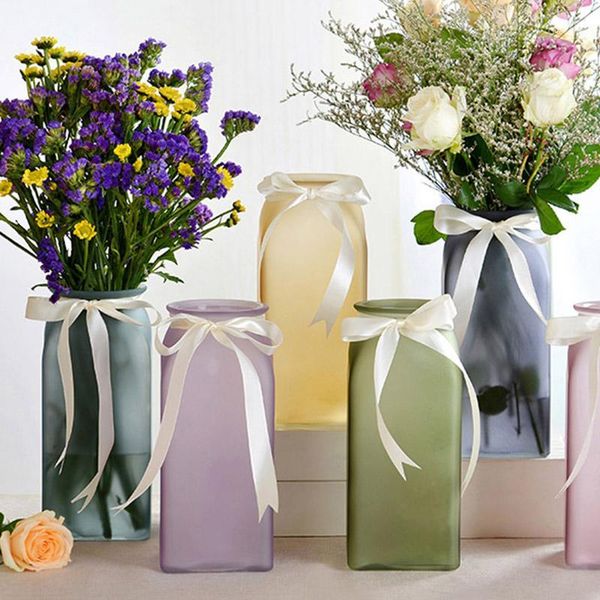 

new colored frosted glass vase flower vase for home furnishing model room decor flower for weddings home decoration j1