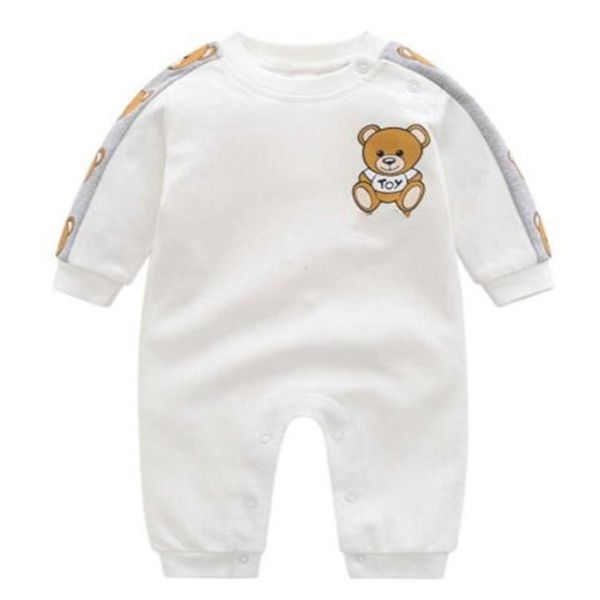 

New Style Printing Baby Boy Girl Rompers Long Sleeve Infant Jumpsuit Casual Outfit 100% Cotton Kids Newborn Baby Clothes, White
