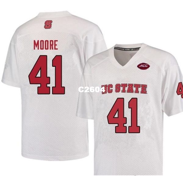 

2604 nc state wolfpack isaiah moore #41 real full embroidery college jersey size s-4xl or custom any name or number jersey, Black