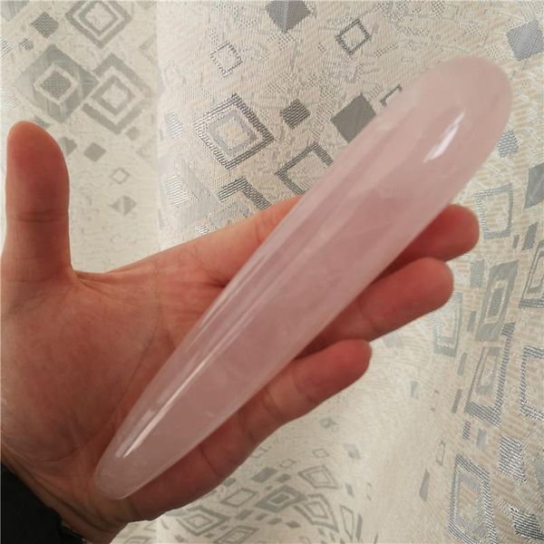 

18cm natural rose quartz crystal wand personality pink quartz massage stick gemstone beauty bar yoni healing for women gift
