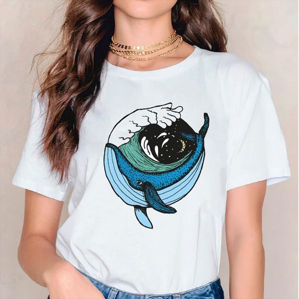 

t shirts for women print lady ocean wave animal trend 90s cute fashion ladies womens graphic t shirt female tee shirt, White