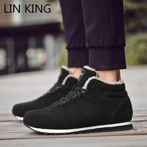 

lin king women snow boots shoes waterproof women warm plush ankle boots outdoor winter shoes wedges sneakers big size 47, Black