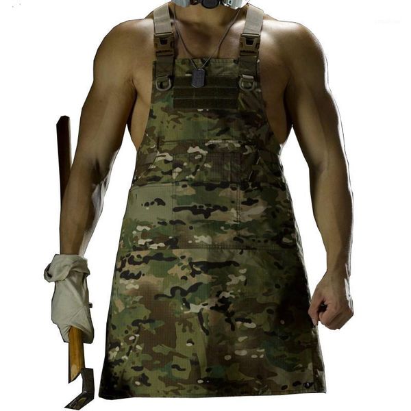 

sleeveless tactical vest apron pinafore camouflage technician mechanic apron tactical multicam 11 color1, Camo;black