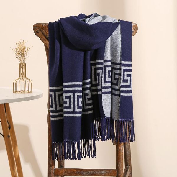 

scarves winter women wrap imitation cashmere scarf thickened ultra long muslim hijab warm mantilla wool blend shawl kerchief, Blue;gray