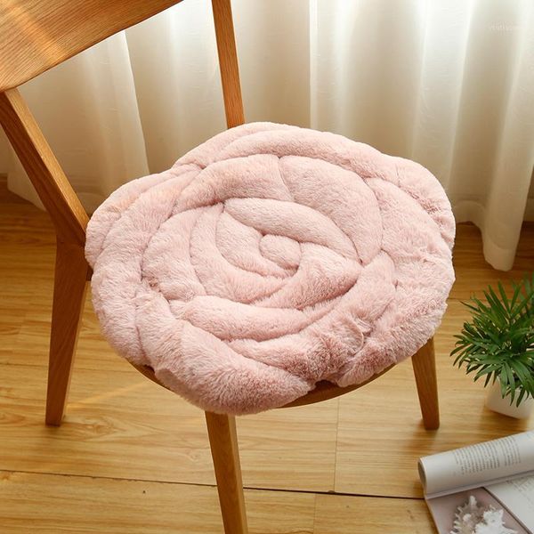 

rose round push home carpet office computer chair pad autumn and winter tatami cushion soft area rugs coffee table floor mat1