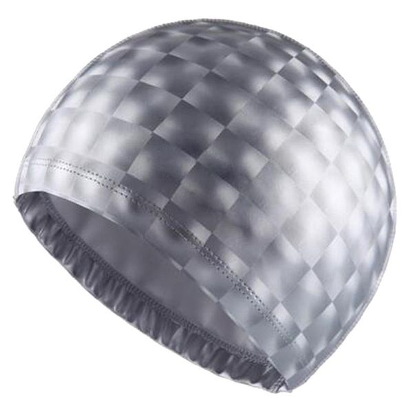 

crystal water cube grids pu покрытие ткани водонепроницаемое ухо длинные защитные волосы плавать бассейн плавание воды колпачки для мужчин ж