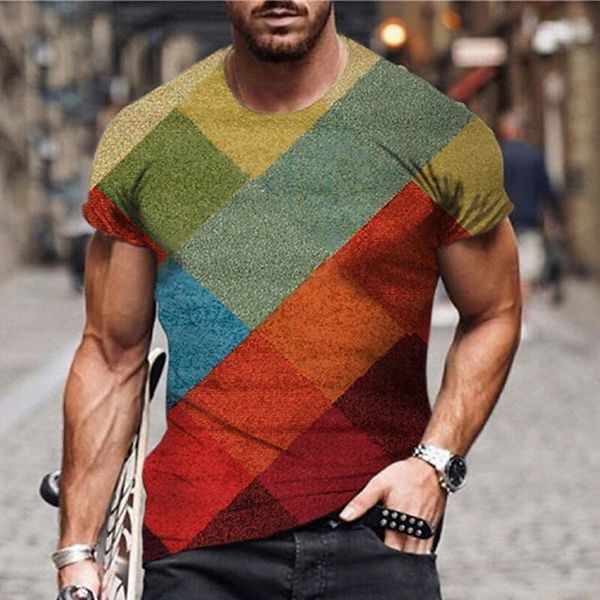 

men's t shirt 3d print color block graphic prints crew neck street daily print short sleeve casual designer big and tall sports red o4, White;black