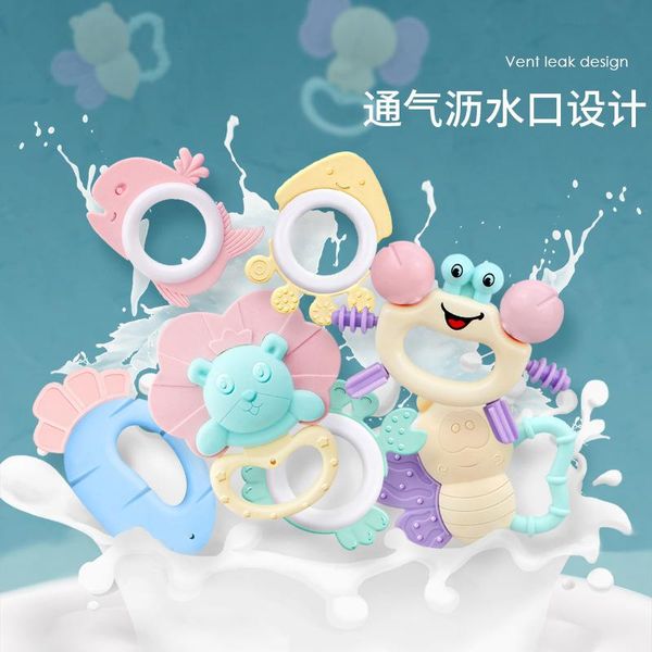 

baby toys 0-1 year old baby hand rattle gum newborn kid early education molars boiled bed bell set gifts
