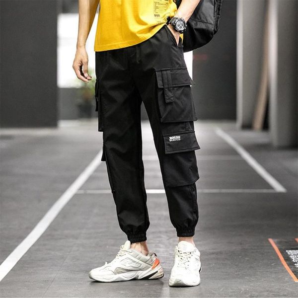 

men's pants streetwear mens hip hop jogging casual men trousers big size loose sweatpants male 2021 multi pocket harem 5xl, Black