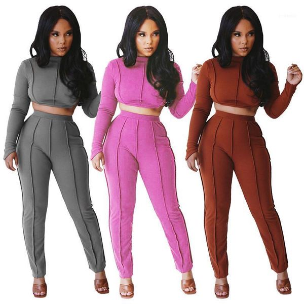 

hirigin 2020 women's set long sleeve crop pencil pants active wear tracksuit 2 two piece fitness outfits ladies sweatsuit1, Gray