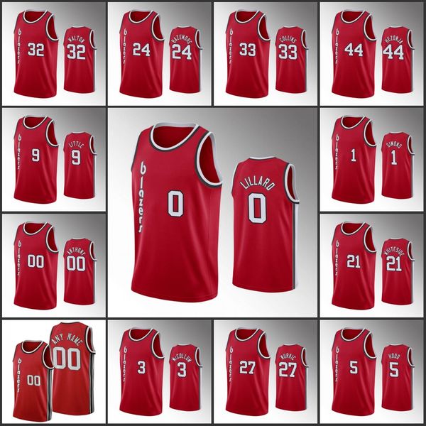 

portland trail blazers men c.j. mccollum damian lillard carmelo anthony 50th anniversary retro nba red custom jersey, Black