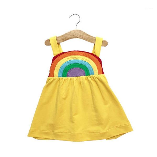 

2020 summer girl dress striped cotton dresses kids fashion clothes new casual style straped dresses lovely vestidos meninas1, Red;yellow