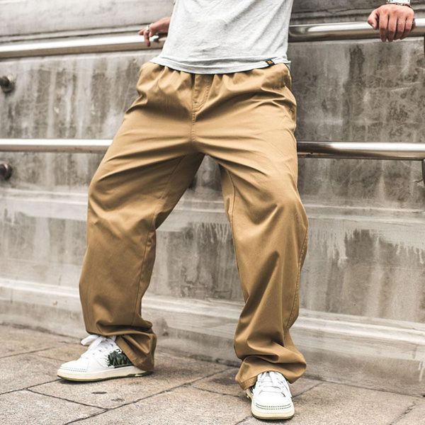

style men loose cargo pants khaki blue army green plus size sweatpants mens elastic waist pants for men long overalls1, Black