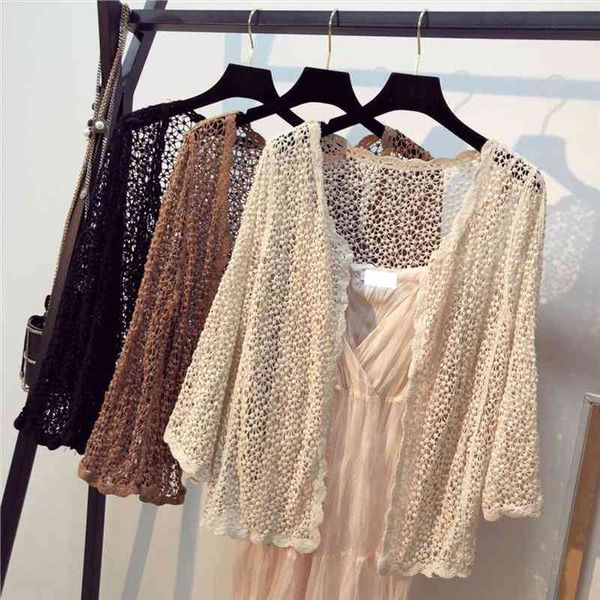 

short coat small shawl thin coat womens crocheted hollow knitted cardigan summer small blouse short, White;black