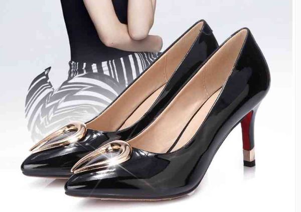

spring women's shoes and autumn high fine heel pointed end, Black