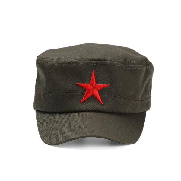 

cap red star embroidery cap hat army green flat hats for men women vintage bone male female army sun hat, Blue;gray