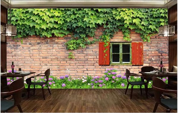 

3d wallpaper custom p mural ivy brick window summer bar background home decor living room 3d wall murals wallpaper for walls 3 d