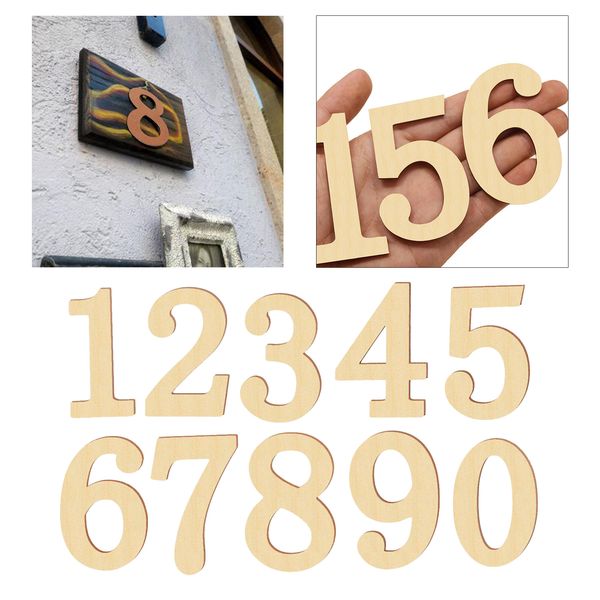 

10 pieces plain wooden pieces arabic numbers embellishment adhesive slices chips for diy kids educational toys scrapbooking crafts home