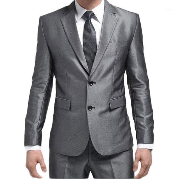 

2021 new men suit satin fashion mens slim two buttons business suits with pants brand wedding suits (jacket + pants + tie)1, White;black