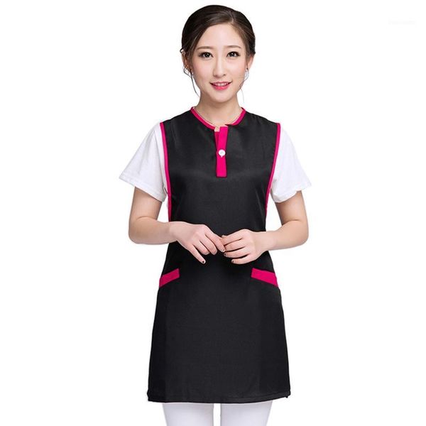 

2020 fashion sleeveless dresses for women o neck female work dress hair salon working apron beauty spa apron women clothes1, Black;gray
