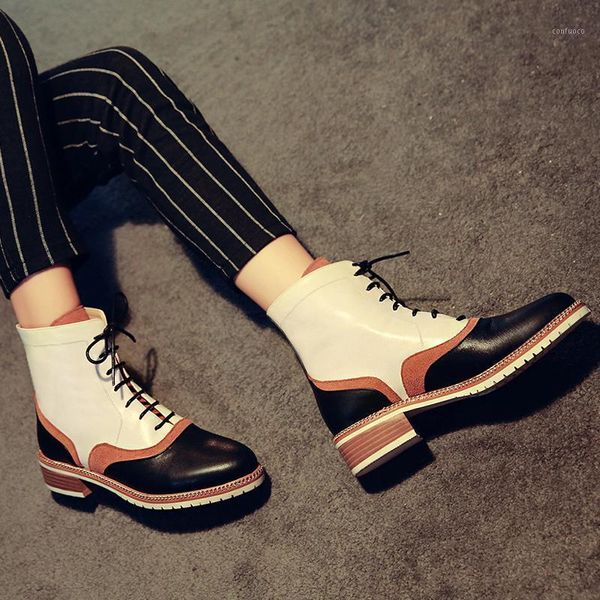 

2020 spring autumn boots over the knee & ankle chunky heel mixed colors women boots ankle for women cross-tied white1, Black