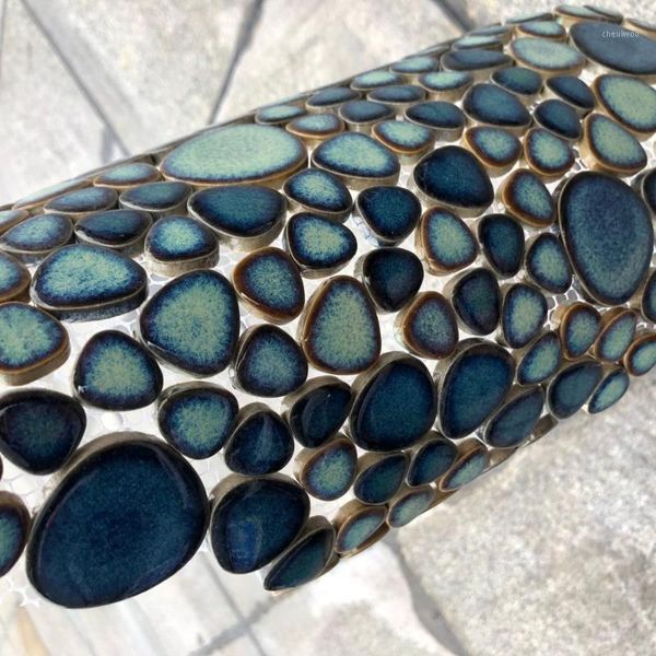 

lake green pebble glazed ceramic mosaic tile fo kitchen shower bathroom pool wall tile garden floor tile, color lasting long1