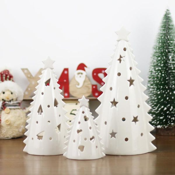 

decorative objects & figurines europe white ceramic tree hollow candle holder porcelain figurine home wedding decoration accessories christm
