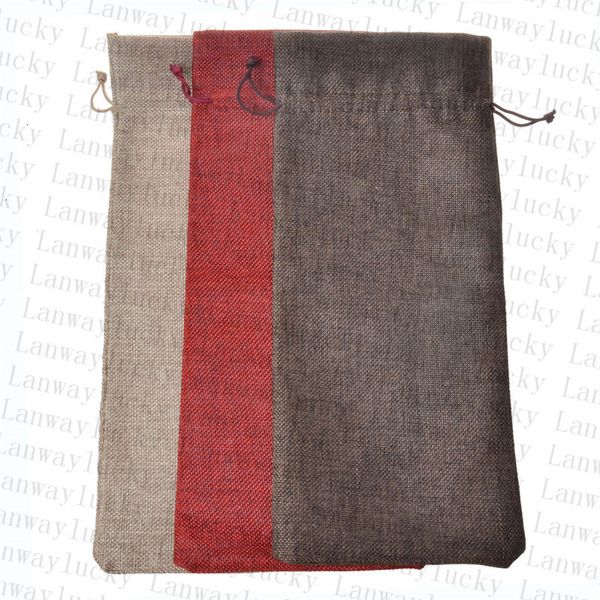 

factory698cgift decorations 16*36cm jute wine christmas burgundy bottle folding bags festive supplies