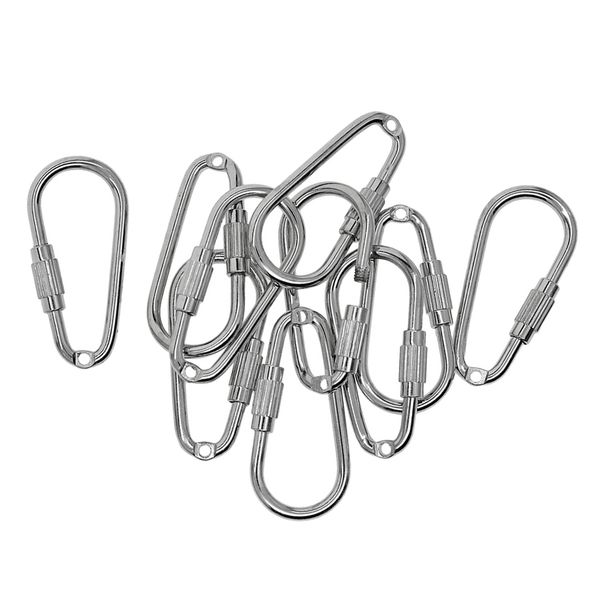

10 pieces alloy screw locking carabiner clasp key chain key ring clasps jewelry findings 34x16mm, White