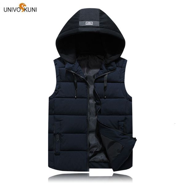 

univos kuni 2021 men woman warm couple vest autumn winter solid color hooded sleeveless big size 6xl q6033, Black;white